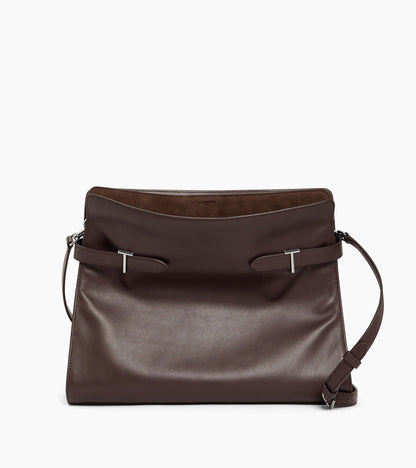 Sac porté épaule modèle maxi Emie en cuir lisse et nubuck