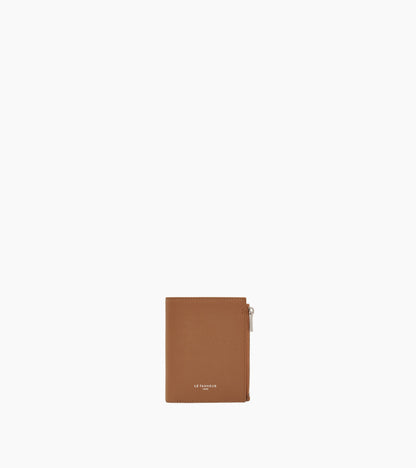 Petit portefeuille vertical zippé Lucien en cuir grainé