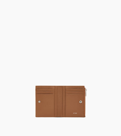 Petit portefeuille vertical zippé Lucien en cuir grainé