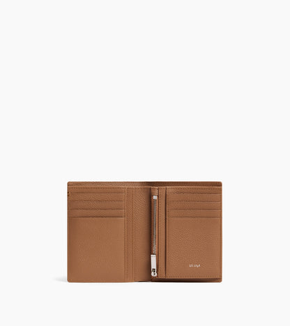 Portefeuille vertical zippé moyen modèle Lucien en cuir grainé