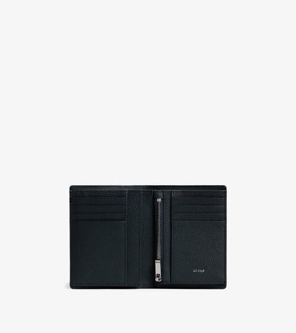 Petit portefeuille vertical zippé 2 volets Lucien en cuir grainé