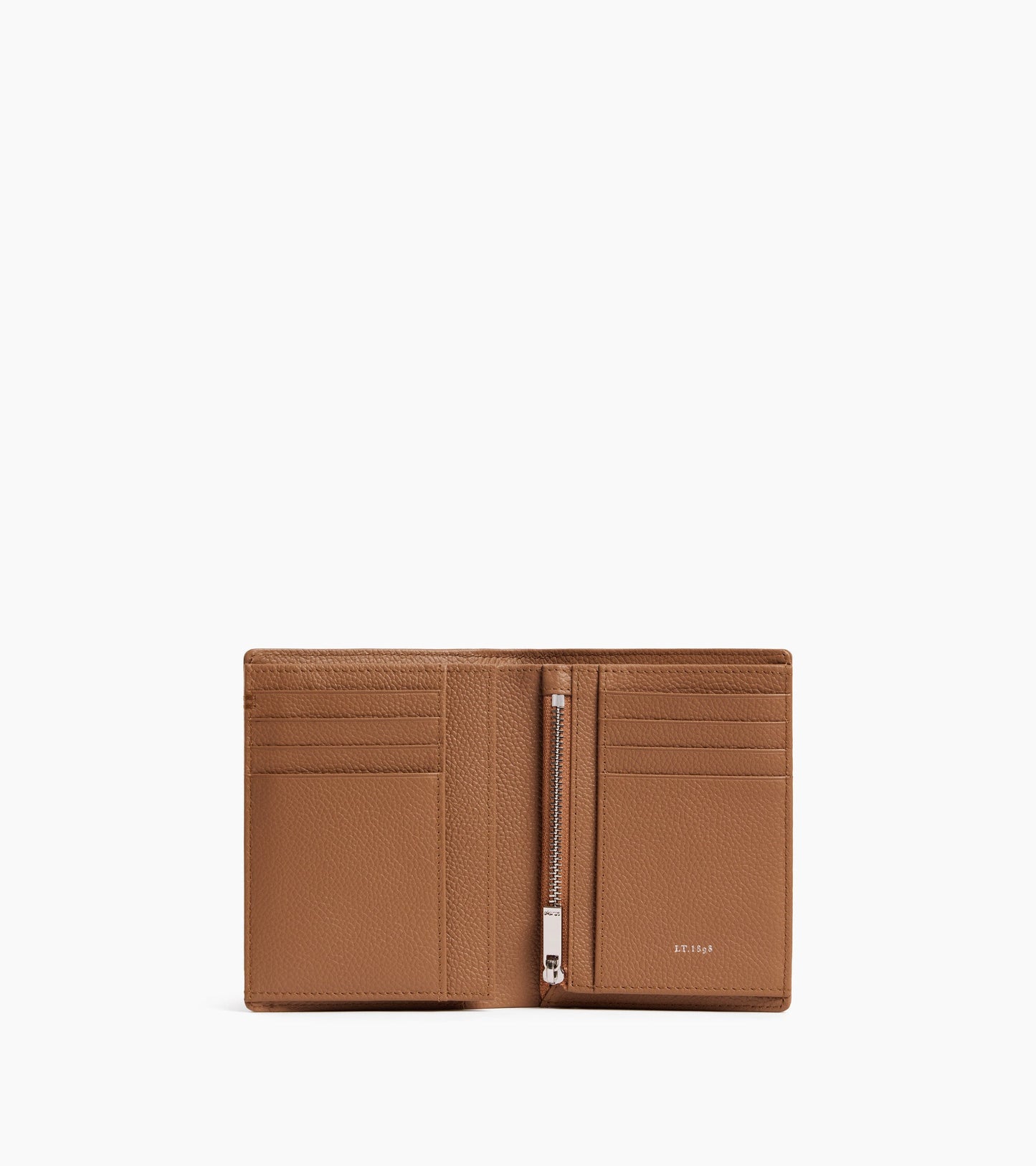 Petit portefeuille vertical zippé 2 volets Lucien en cuir grainé