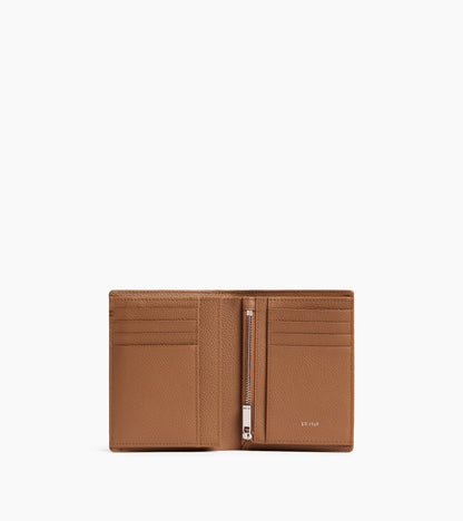 Petit portefeuille vertical zippé 2 volets Lucien en cuir grainé