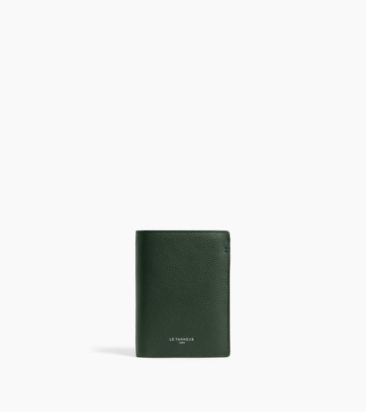 Petit portefeuille vertical zippé 2 volets Lucien en cuir grainé