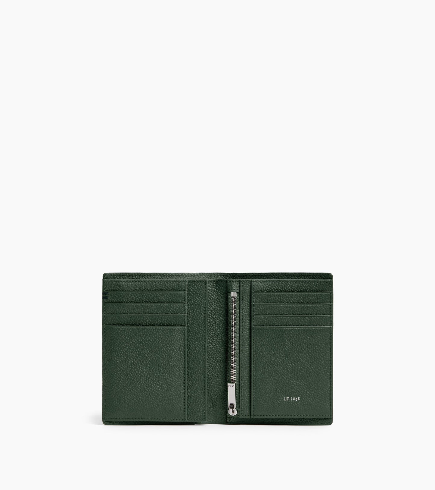 Petit portefeuille vertical zippé 2 volets Lucien en cuir grainé
