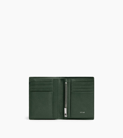 Petit portefeuille vertical zippé 2 volets Lucien en cuir grainé