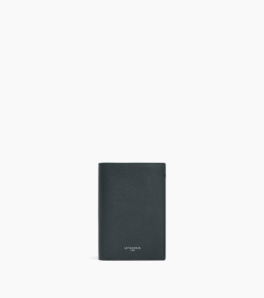 Portefeuille vertical moyen modèle zippé 2 volets Lucien en cuir grainé