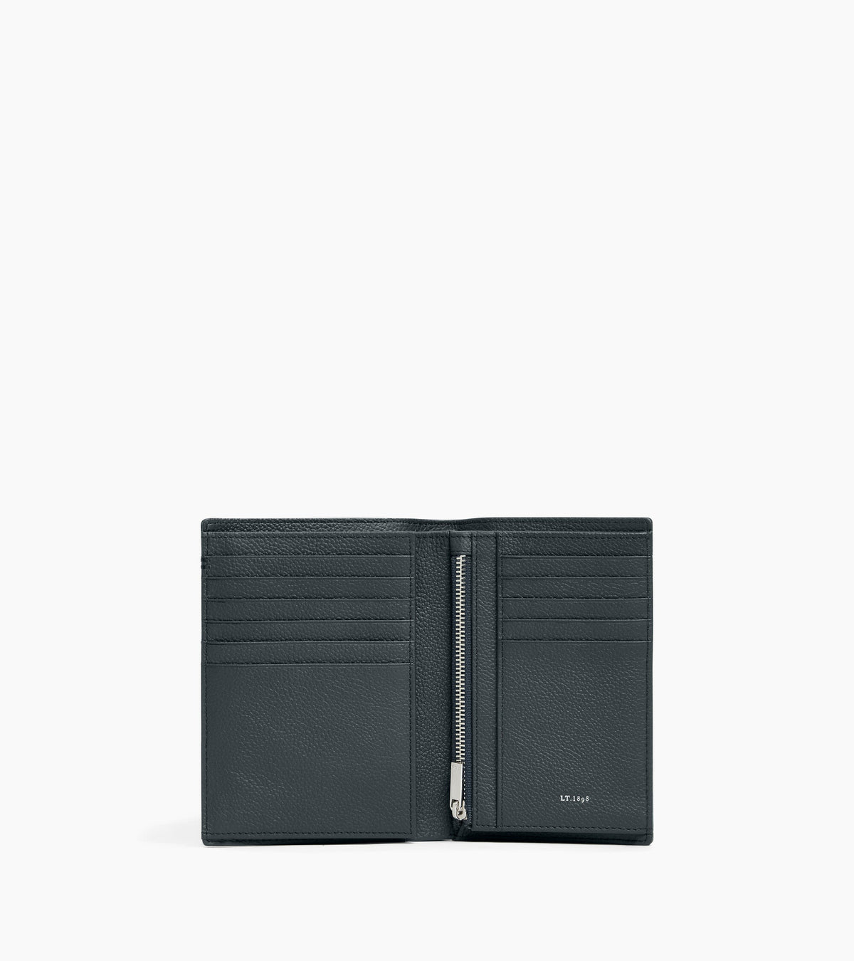 Portefeuille vertical moyen modèle zippé 2 volets Lucien en cuir grainé