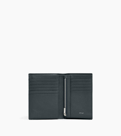 Portefeuille vertical moyen modèle zippé 2 volets Lucien en cuir grainé