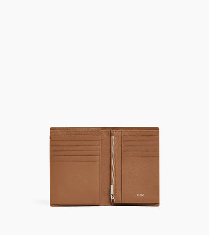 Portefeuille vertical moyen modèle zippé 2 volets Lucien en cuir grainé
