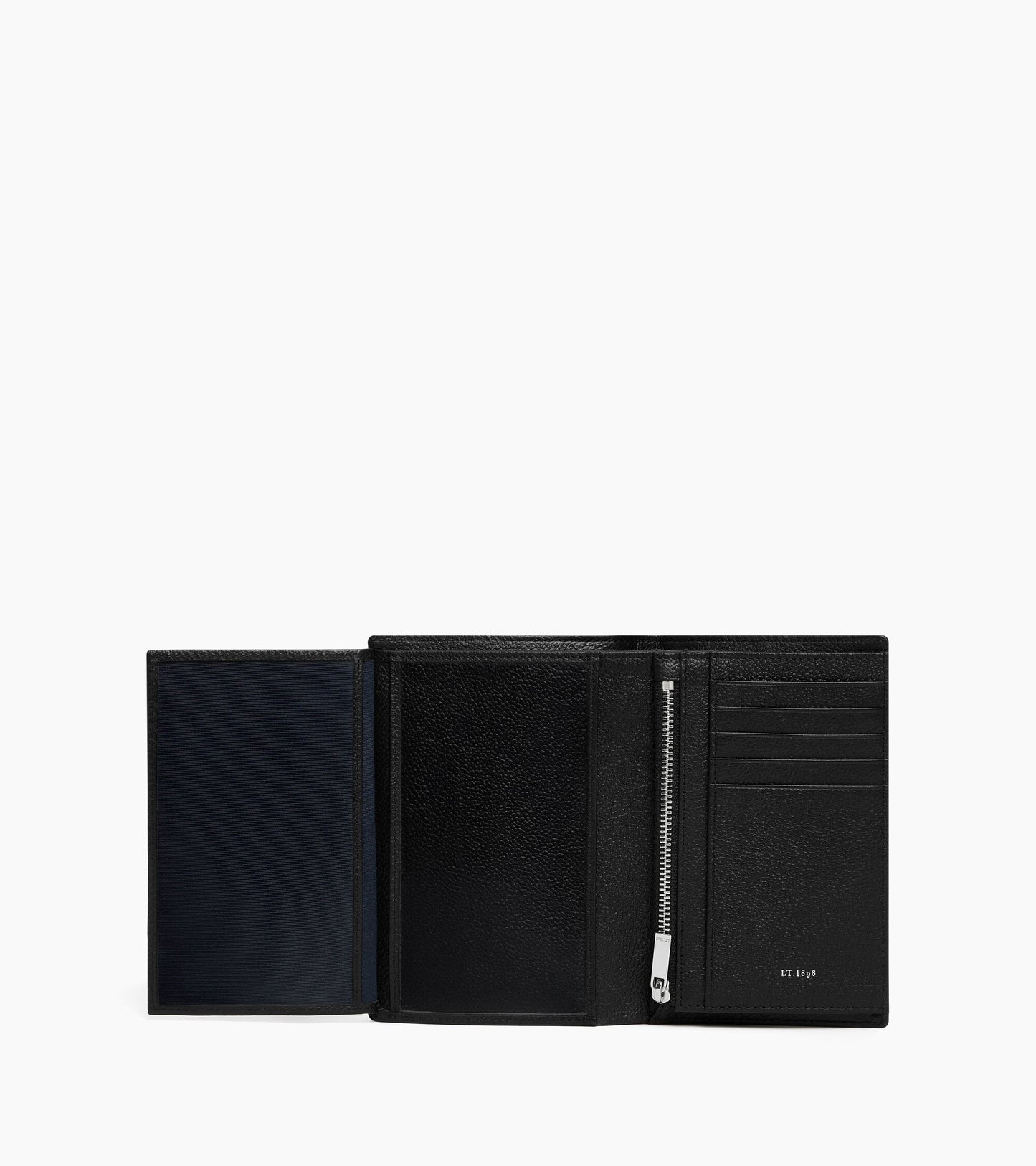 Portefeuille vertical moyen modèle zippé 2 volets Lucien en cuir grainé