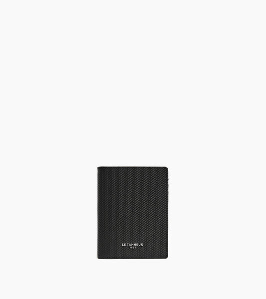 Portefeuille vertical zippé Lucien en cuir signature T