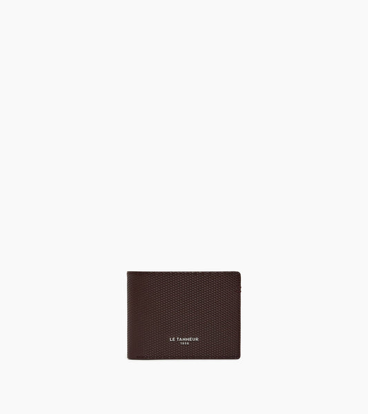 Portefeuille zippé horizontal Lucien en cuir signature T