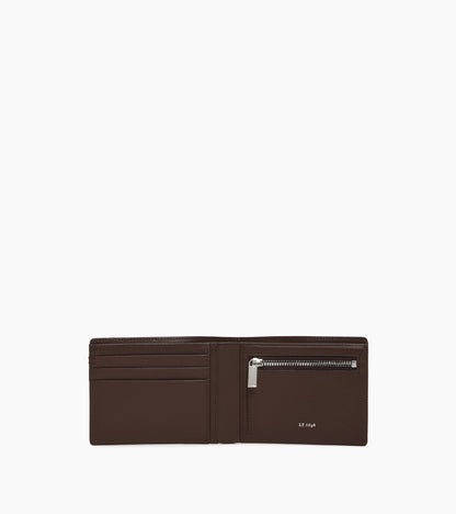 Portefeuille zippé horizontal Lucien en cuir signature T