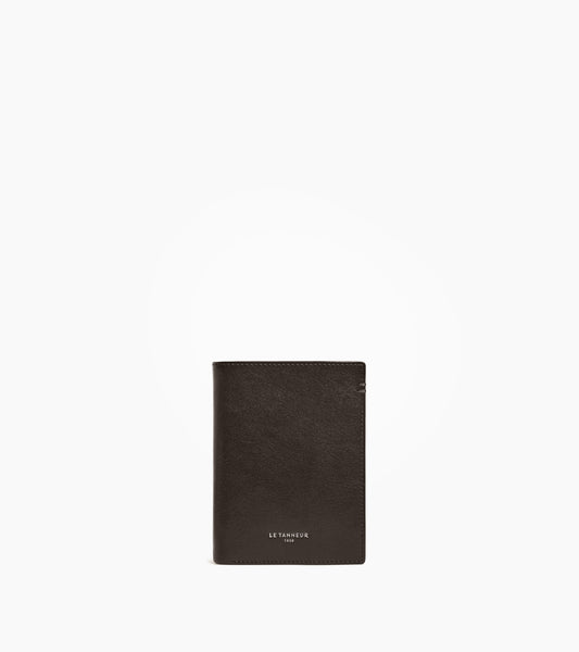 Portefeuille vertical zippé Lucien en cuir huilé