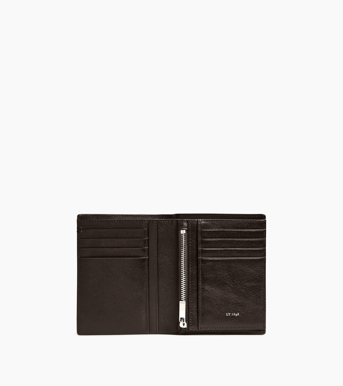 Portefeuille vertical zippé Lucien en cuir huilé