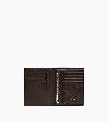 Portefeuille vertical zippé Lucien en cuir huilé