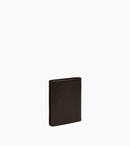 Portefeuille vertical zippé Lucien en cuir huilé