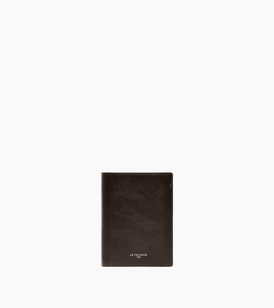 Grand portefeuille vertical zippé 2 volets Lucien en cuir huilé