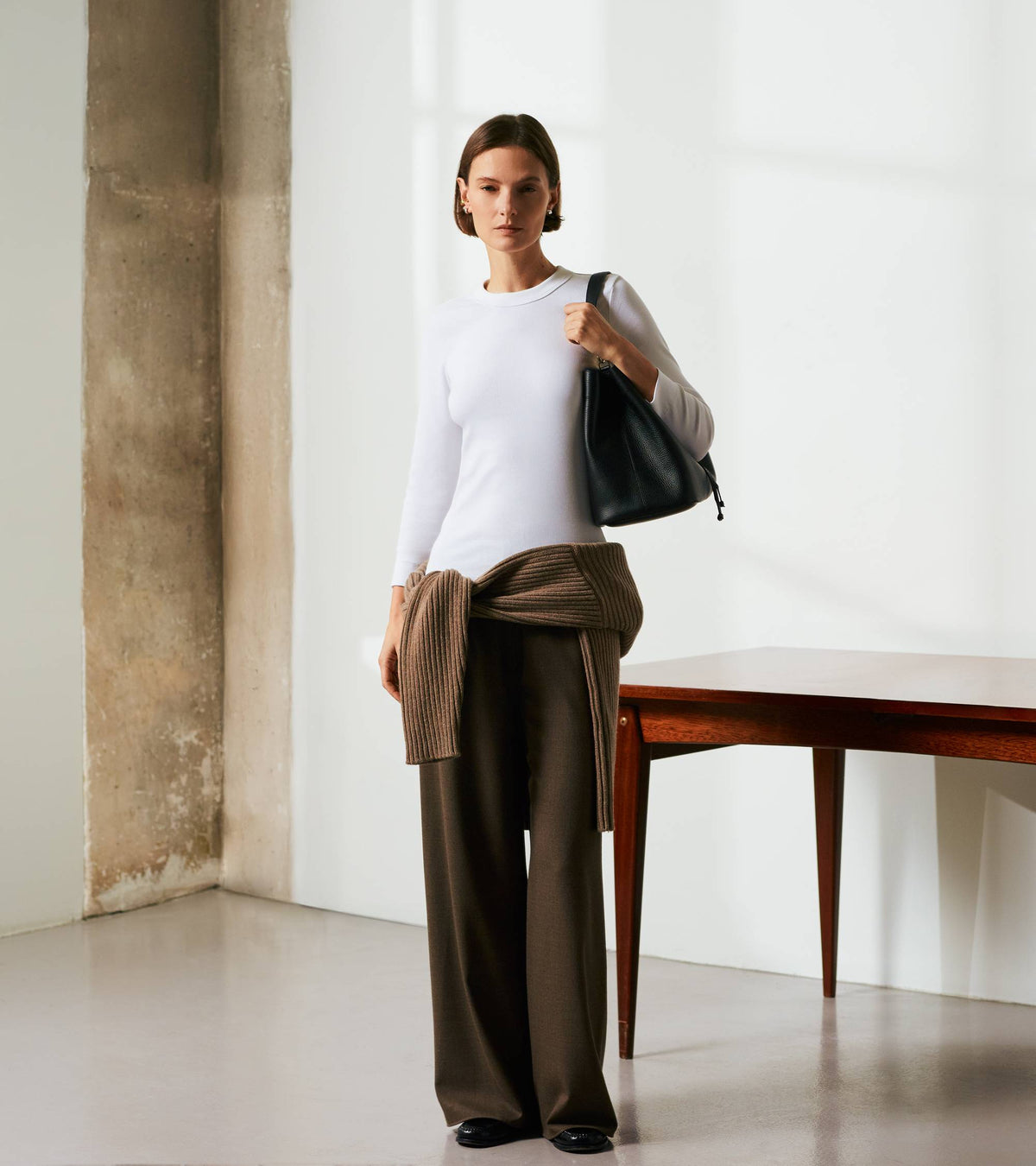 Grand sac seau Louise en cuir grainé