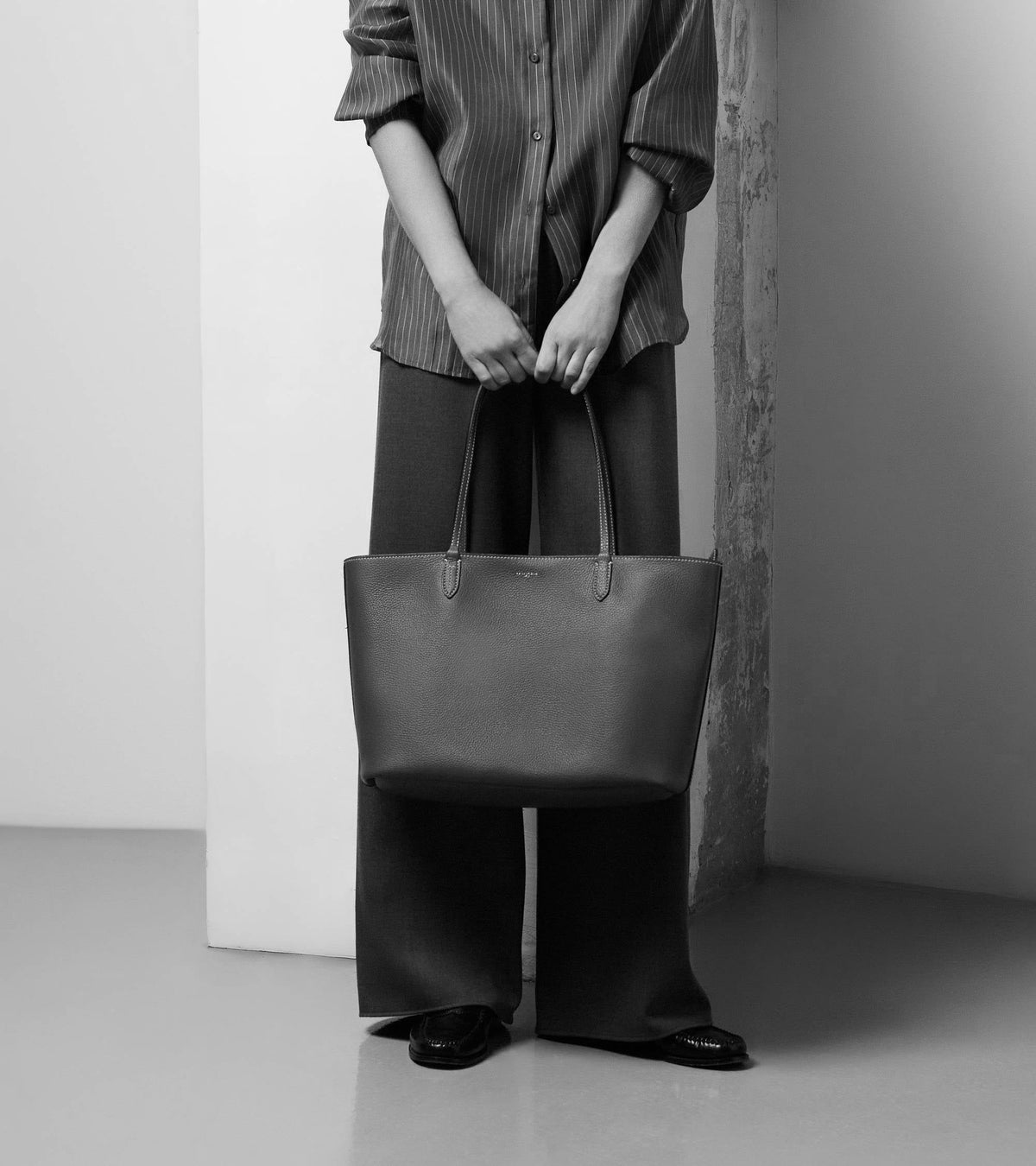 Grand sac cabas Louise en cuir grainé