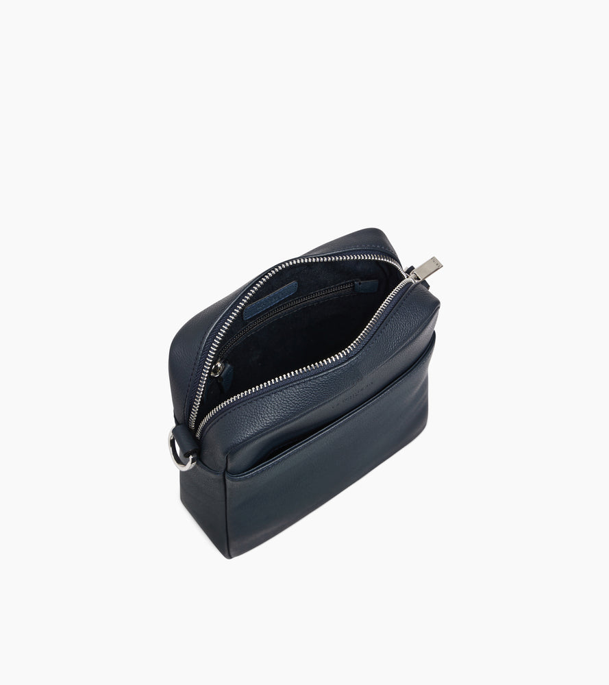 Petite sacoche zippée Marceau en cuir grainé