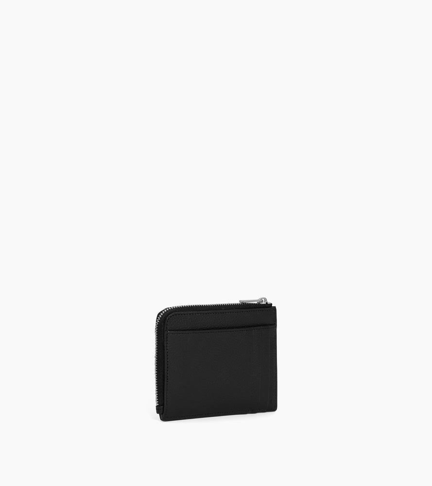 Porte cartes zip en L Emile en cuir grainé