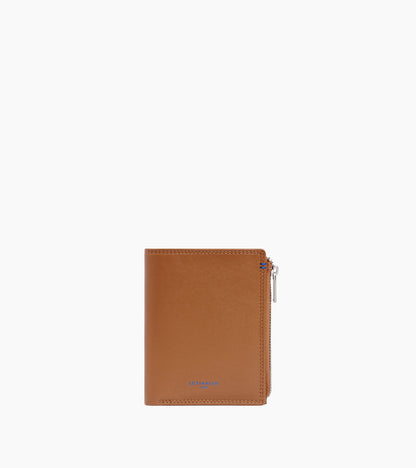 Portefeuille vertical zippé moyen modèle Martin en cuir lisse