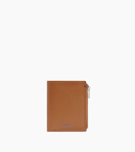 Portefeuille vertical zippé moyen modèle Martin en cuir lisse
