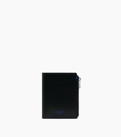 Portefeuille vertical zippé moyen modèle Martin en cuir lisse