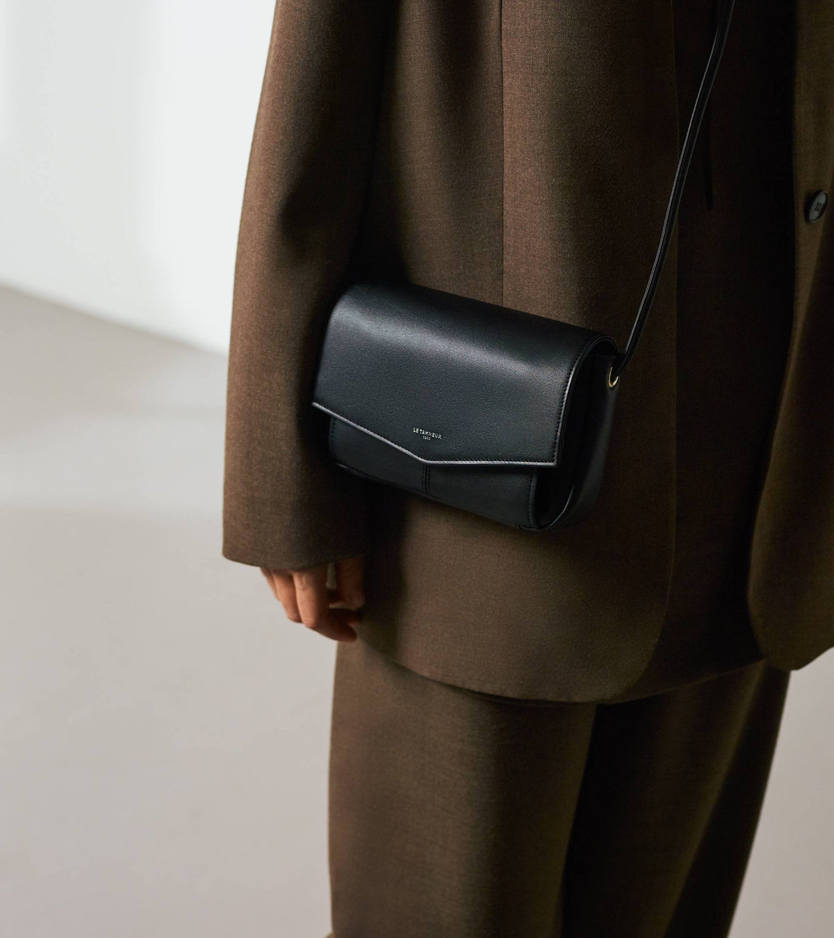 Sac pochette avec bandoulière amovible Charlotte en cuir lisse