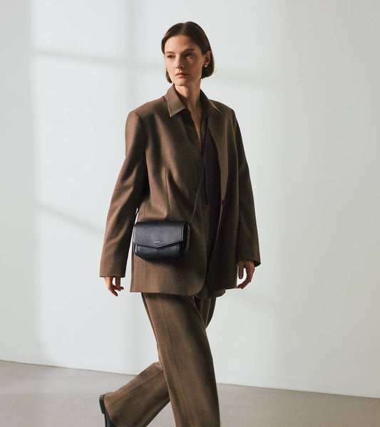 Sac pochette avec bandoulière amovible Charlotte en cuir lisse