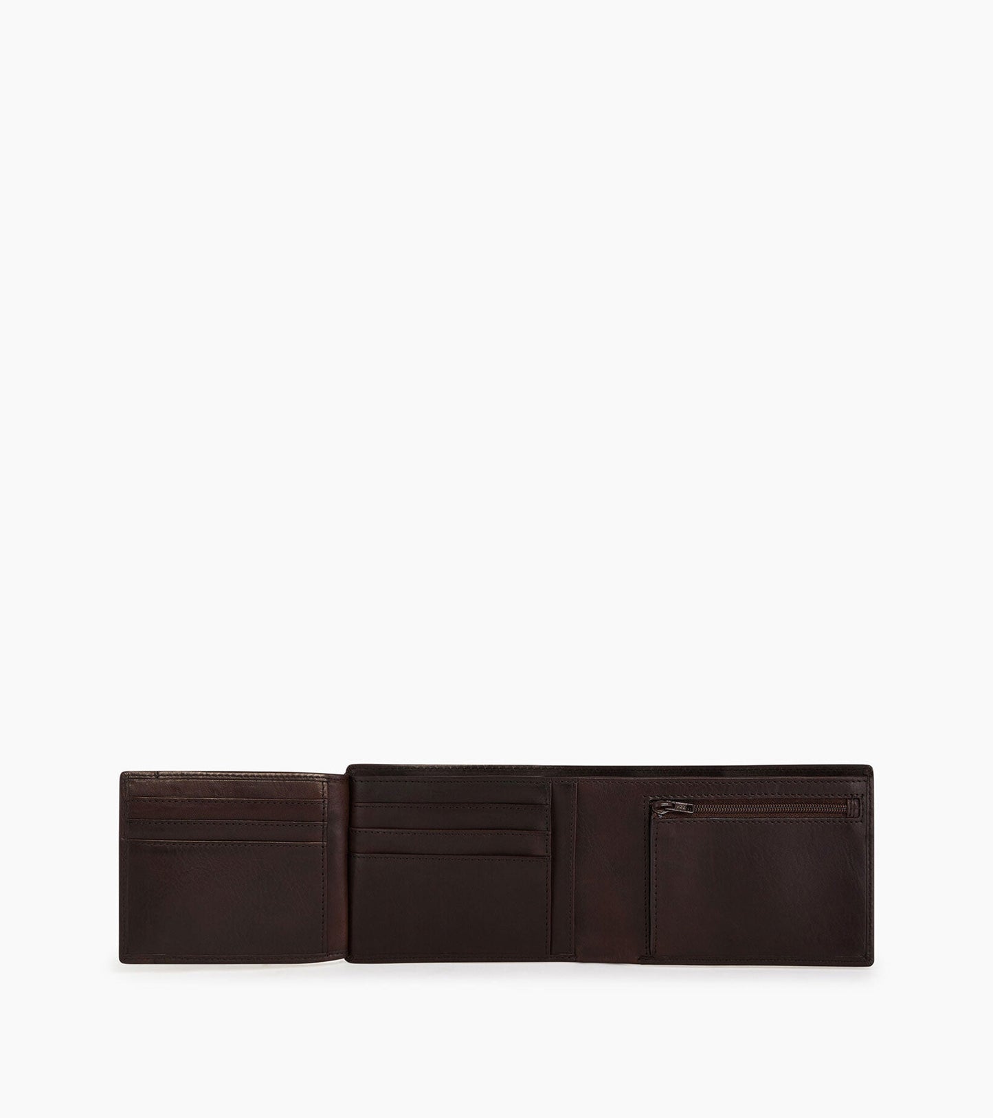 Portefeuille horizontal zippé 2 volets en cuir huilé