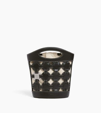 Petit sac seau Le Potier en toile coton et cuir lisse