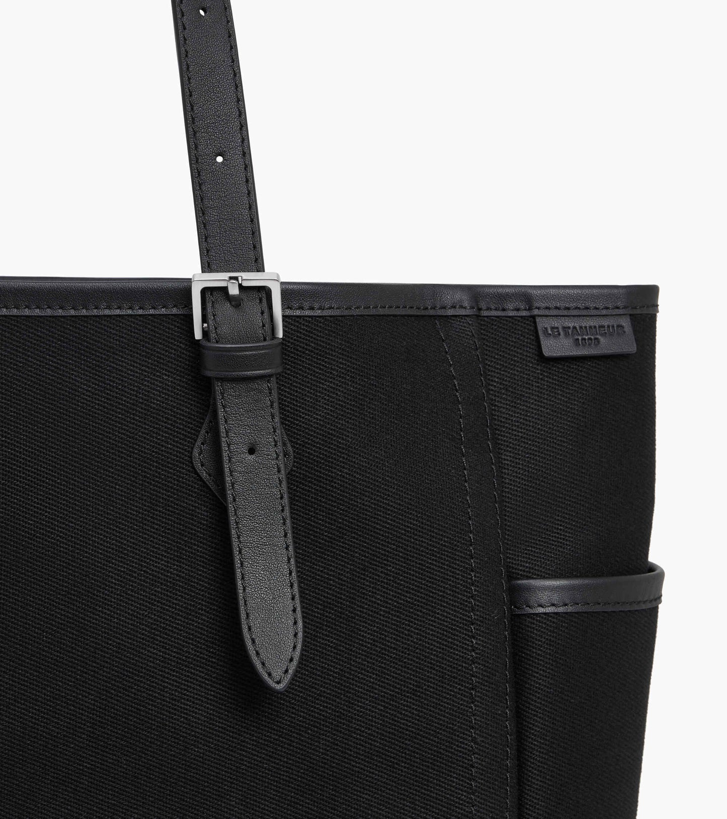 Sac cabas moyen modèle Solveig en toile coton et cuir lisse