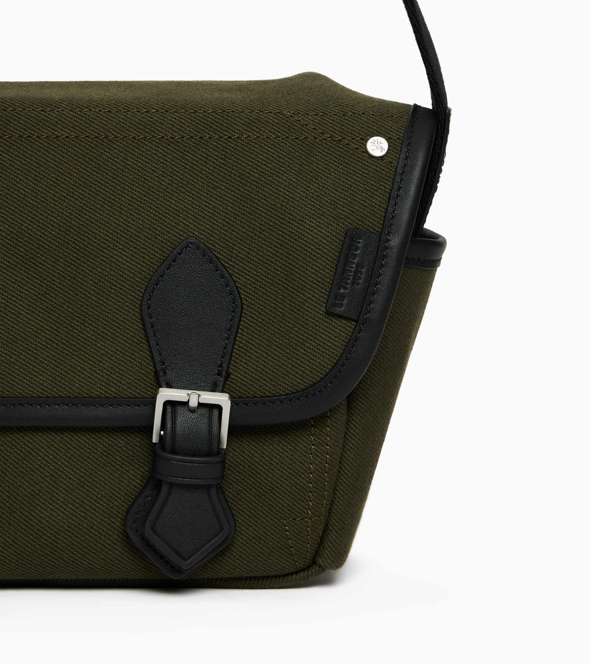 Petit sac bandoulière Solveig en toile coton et cuir lisse