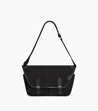 Sac bandoulière moyen modèle Solveig en toile coton et cuir lisse